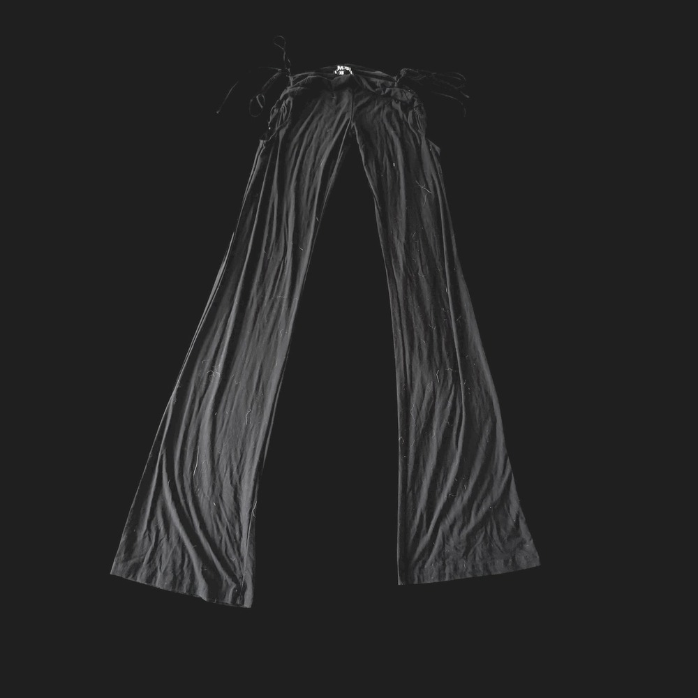 I Am Gia Black Tie Waist Ruched Jersey Knit Y2K Festival Pants Womens Small